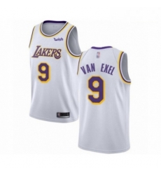 Mens Los Angeles Lakers 9 Nick Van Exel Authentic White Basketball Jerseys Association Edition 