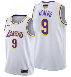 Men's Los Angeles Lakers #9 Rajon Rondo 2020 White Finals Stitched NBA Jersey