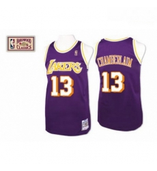 Mens Mitchell and Ness Los Angeles Lakers 13 Wilt Chamberlain Authentic Purple Throwback NBA Jersey