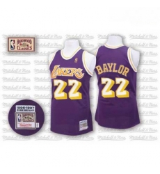 Mens Mitchell and Ness Los Angeles Lakers 22 Elgin Baylor Authentic Purple Throwback NBA Jersey