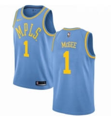 Mens Nike Los Angeles Lakers 1 JaVale McGee Authentic Blue Hardwood Classics NBA Jersey 