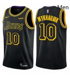 Mens Nike Los Angeles Lakers 10 Sviatoslav Mykhailiuk Swingman Black City Edition NBA Jersey 