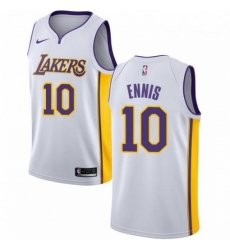 Mens Nike Los Angeles Lakers 10 Tyler Ennis Authentic White NBA Jersey Association Edition