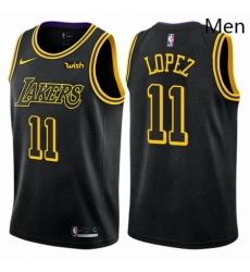 Mens Nike Los Angeles Lakers 11 Brook Lopez Authentic Black City Edition NBA Jersey 