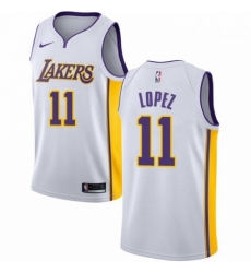 Mens Nike Los Angeles Lakers 11 Brook Lopez Authentic White NBA Jersey Association Edition 