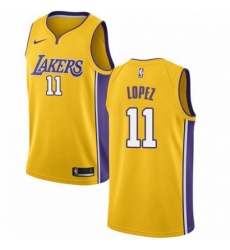 Mens Nike Los Angeles Lakers 11 Brook Lopez Swingman Gold Home NBA Jersey Icon Edition 