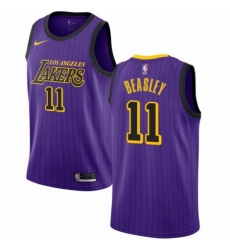 Mens Nike Los Angeles Lakers 11 Michael Beasley Swingman Purple NBA Jersey City Edition 