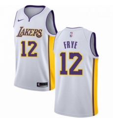Mens Nike Los Angeles Lakers 12 Channing Frye Authentic White NBA Jersey Association Edition 