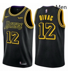 Mens Nike Los Angeles Lakers 12 Vlade Divac Swingman Black City Edition NBA Jersey
