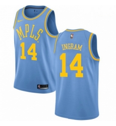 Mens Nike Los Angeles Lakers 14 Brandon Ingram Authentic Blue Hardwood Classics NBA Jersey