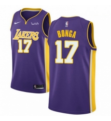 Mens Nike Los Angeles Lakers 17 Isaac Bonga Swingman Purple NBA Jersey Statement Edition 