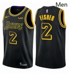 Mens Nike Los Angeles Lakers 2 Derek Fisher Authentic Black City Edition NBA Jersey 