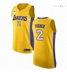 Mens Nike Los Angeles Lakers 2 Derek Fisher Authentic Gold Home NBA Jersey Icon Edition 