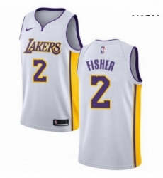 Mens Nike Los Angeles Lakers 2 Derek Fisher Swingman White NBA Jersey Association Edition 