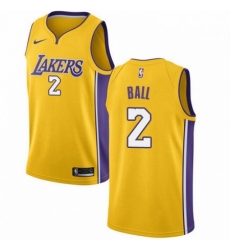 Mens Nike Los Angeles Lakers 2 Lonzo Ball Swingman Gold Home NBA Jersey Icon Edition