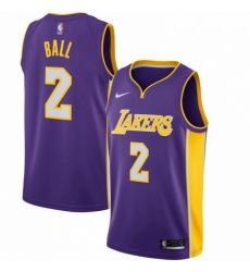 Mens Nike Los Angeles Lakers 2 Lonzo Ball Swingman Purple NBA Jersey Statement Edition