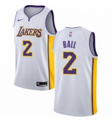 Mens Nike Los Angeles Lakers 2 Lonzo Ball Swingman White NBA Jersey Association Edition