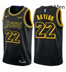 Mens Nike Los Angeles Lakers 22 Elgin Baylor Authentic Black City Edition NBA Jersey