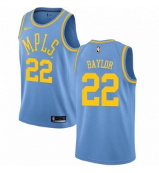 Mens Nike Los Angeles Lakers 22 Elgin Baylor Swingman Blue Hardwood Classics NBA Jersey