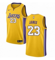 Mens Nike Los Angeles Lakers 23 LeBron James Swingman Gold NBA Jersey Icon Edition 