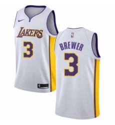 Mens Nike Los Angeles Lakers 3 Corey Brewer Authentic White NBA Jersey Association Edition 