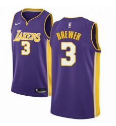 Mens Nike Los Angeles Lakers 3 Corey Brewer Swingman Purple NBA Jersey Statement Edition 