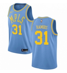 Mens Nike Los Angeles Lakers 31 Kurt Rambis Swingman Blue Hardwood Classics NBA Jersey