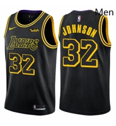 Mens Nike Los Angeles Lakers 32 Magic Johnson Authentic Black City Edition NBA Jersey