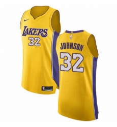 Mens Nike Los Angeles Lakers 32 Magic Johnson Authentic Gold Home NBA Jersey Icon Edition