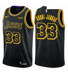 Mens Nike Los Angeles Lakers 33 Kareem Abdul Jabbar Authentic Black City Edition NBA Jersey