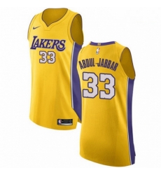 Mens Nike Los Angeles Lakers 33 Kareem Abdul Jabbar Authentic Gold Home NBA Jersey Icon Edition