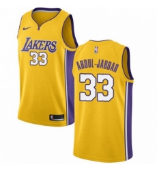 Mens Nike Los Angeles Lakers 33 Kareem Abdul Jabbar Swingman Gold Home NBA Jersey Icon Edition