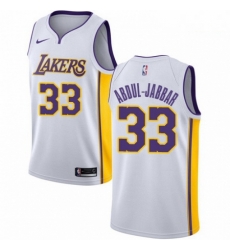 Mens Nike Los Angeles Lakers 33 Kareem Abdul Jabbar Swingman White NBA Jersey Association Edition