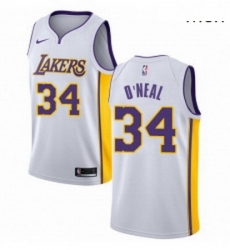 Mens Nike Los Angeles Lakers 34 Shaquille ONeal Swingman White NBA Jersey Association Edition