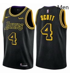 Mens Nike Los Angeles Lakers 4 Byron Scott Swingman Black City Edition NBA Jersey