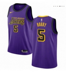 Mens Nike Los Angeles Lakers 5 Robert Horry Swingman Purple NBA Jersey City Edition