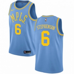 Mens Nike Los Angeles Lakers 6 Lance Stephenson Swingman Blue Hardwood Classics NBA Jersey 