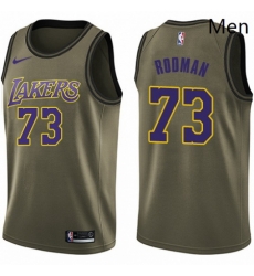 Mens Nike Los Angeles Lakers 73 Dennis Rodman Swingman Green Salute to Service NBA Jersey
