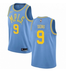 Mens Nike Los Angeles Lakers 9 Luol Deng Authentic Blue Hardwood Classics NBA Jersey 