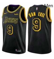 Mens Nike Los Angeles Lakers 9 Nick Van Exel Authentic Black City Edition NBA Jersey 