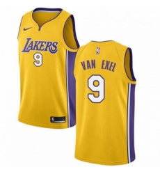 Mens Nike Los Angeles Lakers 9 Nick Van Exel Swingman Gold Home NBA Jersey Icon Edition 