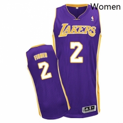Womens Adidas Los Angeles Lakers 2 Derek Fisher Authentic Purple Road NBA Jersey 