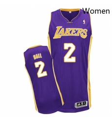 Womens Adidas Los Angeles Lakers 2 Lonzo Ball Authentic Purple Road NBA Jersey