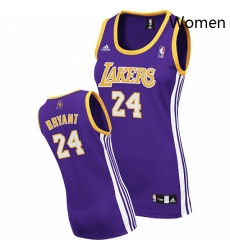 Womens Adidas Los Angeles Lakers 24 Kobe Bryant Swingman Purple Road NBA Jersey