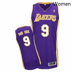 Womens Adidas Los Angeles Lakers 9 Nick Van Exel Authentic Purple Road NBA Jersey 