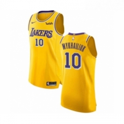 Womens Los Angeles Lakers 10 Sviatoslav Mykhailiuk Authentic Gold Basketball Jersey Icon Edition 