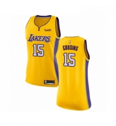 Womens Los Angeles Lakers 15 DeMarcus Cousins Authentic Gold Basketball Jersey Icon Edition 