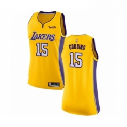 Womens Los Angeles Lakers 15 DeMarcus Cousins Authentic Gold Basketball Jersey Icon Edition 