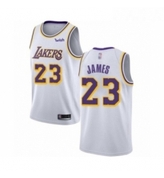 Womens Los Angeles Lakers 23 LeBron James Authentic White Basketball Jerseys Association Edition 
