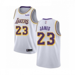 Womens Los Angeles Lakers 23 LeBron James Authentic White Basketball Jerseys Association Edition 